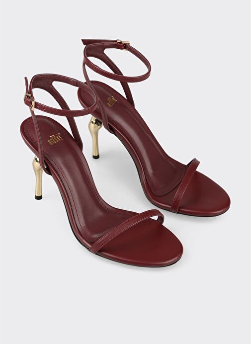 Bordo Kadın Topuklu Sandalet - Görsel 3