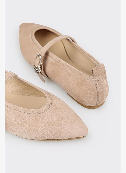 Bej Deri Kadın Günlük Ayakkabı - Görsel 6