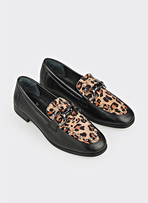 Siyah Deri Kadın Günlük Ayakkabı - Görsel 3