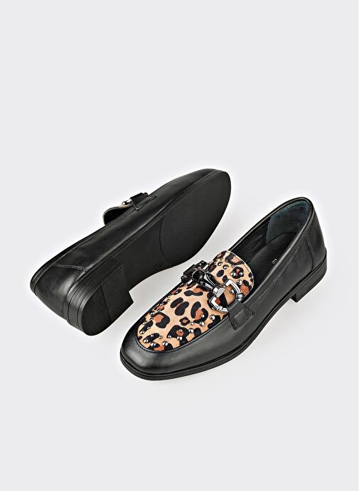 Siyah Deri Kadın Günlük Ayakkabı - Görsel 4