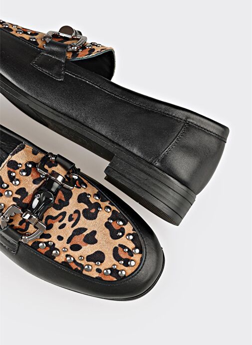 Siyah Deri Kadın Günlük Ayakkabı - Görsel 6