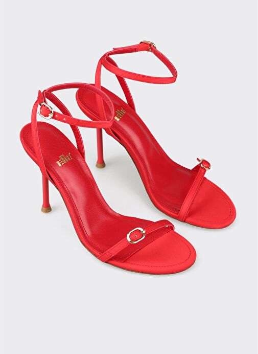 Kırmızı Kadın Topuklu Sandalet - Görsel 3