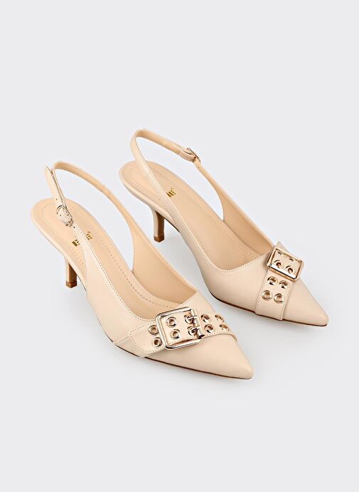 Bej Kadın Topuklu Ayakkabı - Görsel 3