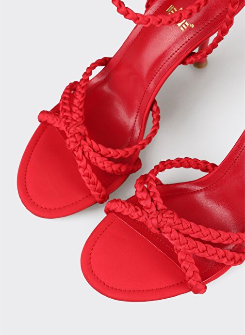 Kırmızı Kadın Topuklu Sandalet - Görsel 5
