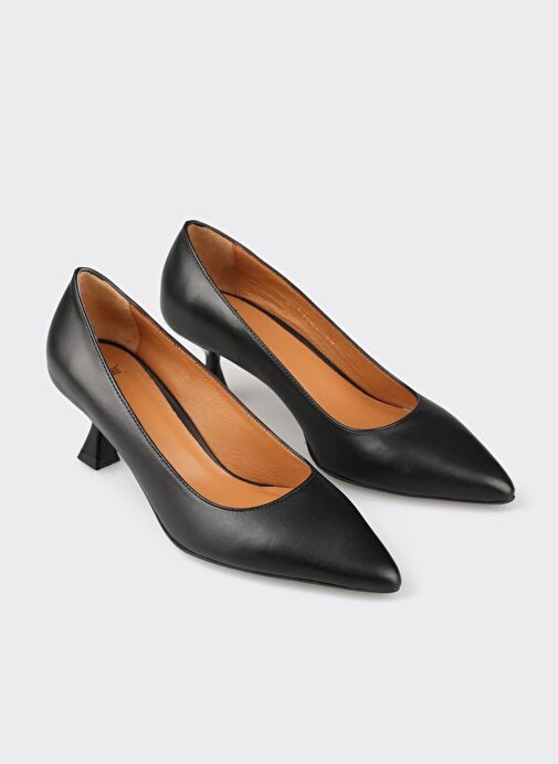 Siyah Deri Kadın Stiletto - Görsel 3