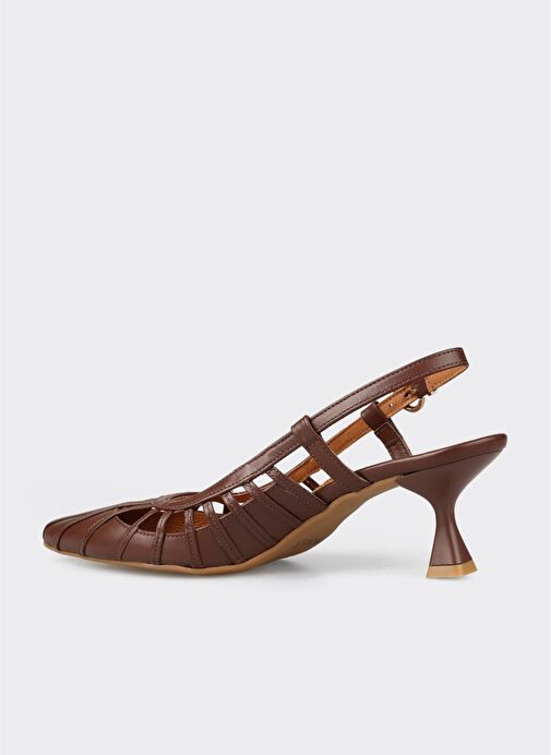 Kahve Deri Kadın Topuklu Ayakkabı - Görsel 4