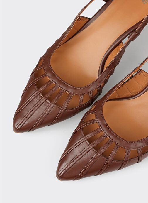 Kahve Deri Kadın Topuklu Ayakkabı - Görsel 5