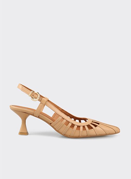 Naturel Deri Kadın Topuklu Ayakkabı - Görsel 2