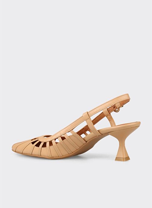 Naturel Deri Kadın Topuklu Ayakkabı - Görsel 4