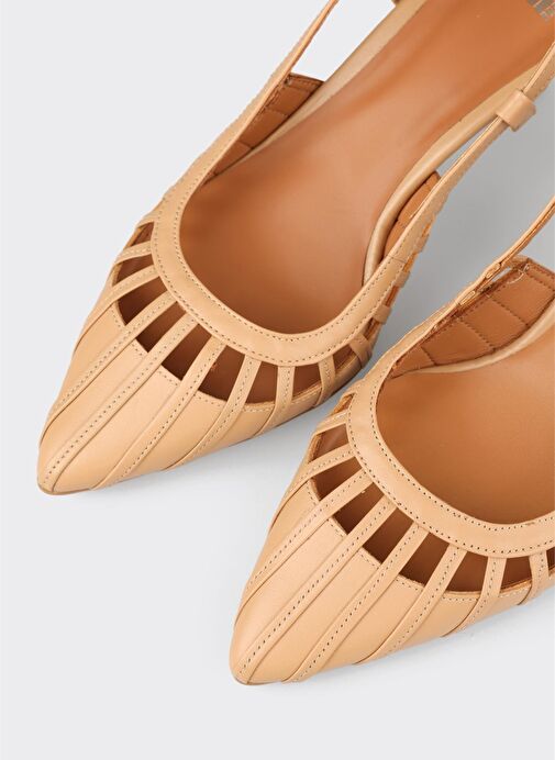 Naturel Deri Kadın Topuklu Ayakkabı - Görsel 5