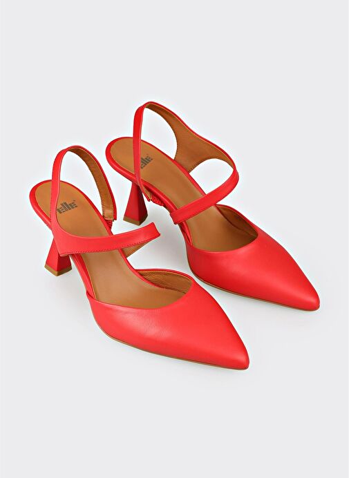 Kırmızı Deri Kadın Topuklu Ayakkabı - Görsel 3