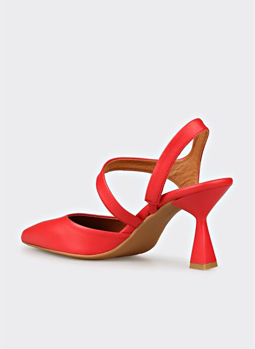 Kırmızı Deri Kadın Topuklu Ayakkabı - Görsel 4