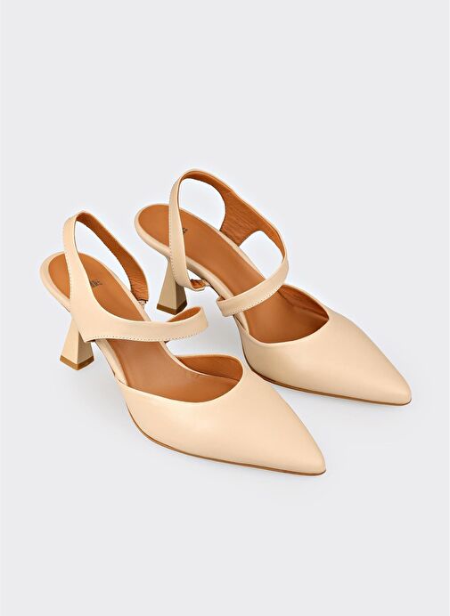 Naturel Deri Kadın Topuklu Ayakkabı - Görsel 3