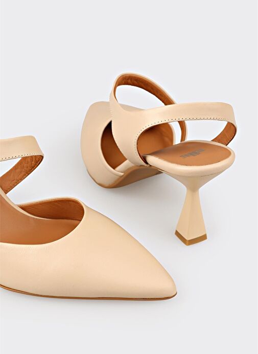 Naturel Deri Kadın Topuklu Ayakkabı - Görsel 5