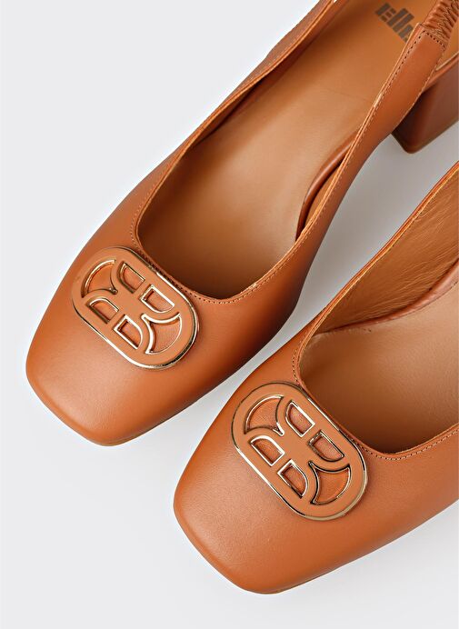 Taba Deri Kadın Topuklu Ayakkabı - Görsel 5