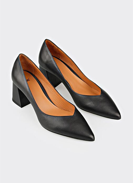 Siyah Deri Kadın Stiletto - Görsel 3