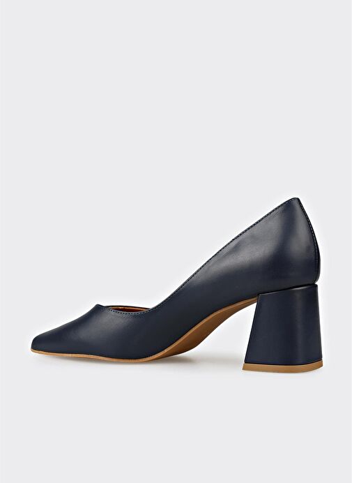 Lacivert Deri Kadın Stiletto - Görsel 4