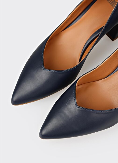 Lacivert Deri Kadın Stiletto - Görsel 5