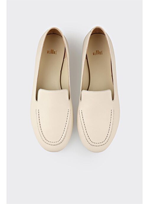 Bej Deri Kadın Günlük Ayakkabı - Görsel 5