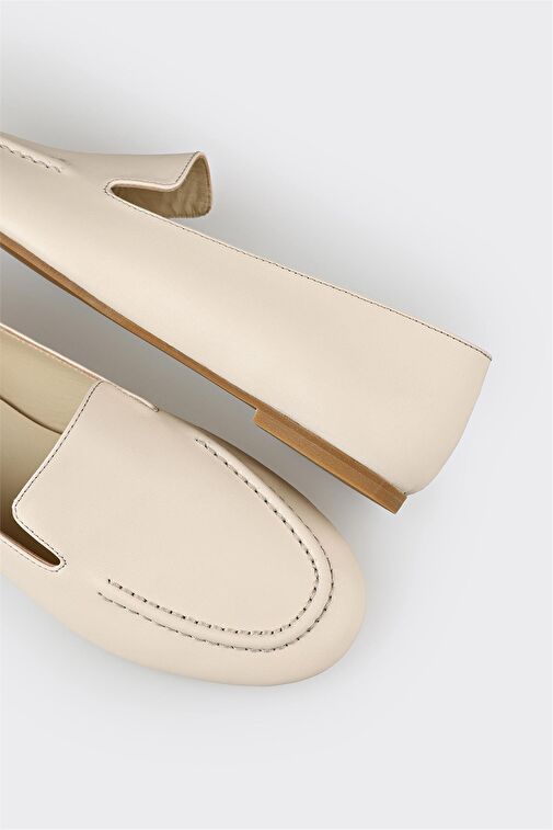 Bej Deri Kadın Günlük Ayakkabı - Görsel 6