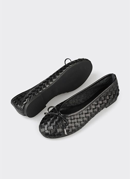 Siyah Deri Kadın Günlük Ayakkabı - Görsel 4