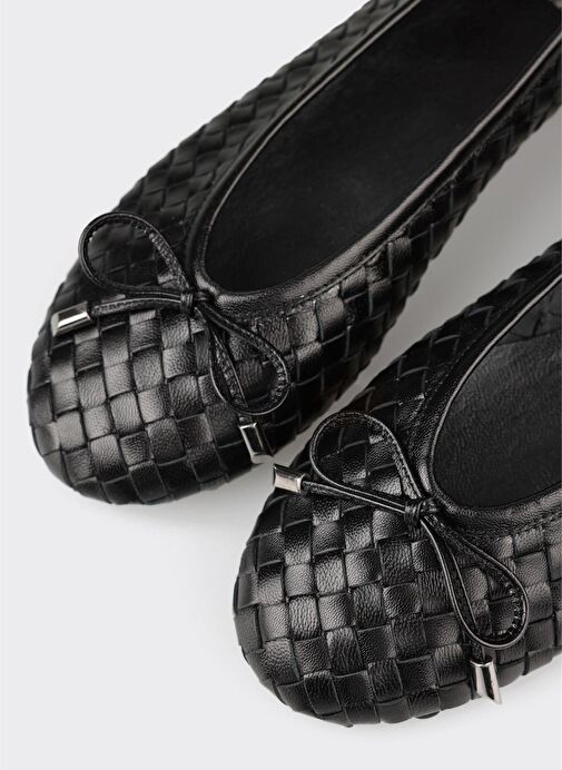 Siyah Deri Kadın Günlük Ayakkabı - Görsel 6