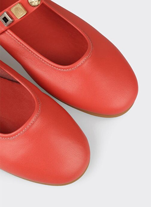 Kırmızı Deri Kadın Günlük Ayakkabı - Görsel 6