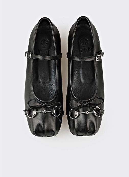 Siyah Deri Kadın Günlük Ayakkabı - Görsel 5