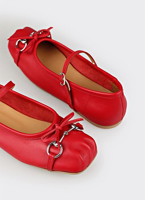 Kırmızı Deri Kadın Günlük Ayakkabı - Görsel 6