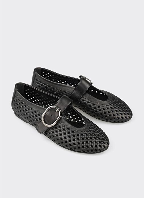 Siyah Deri Kadın Günlük Ayakkabı - Görsel 3