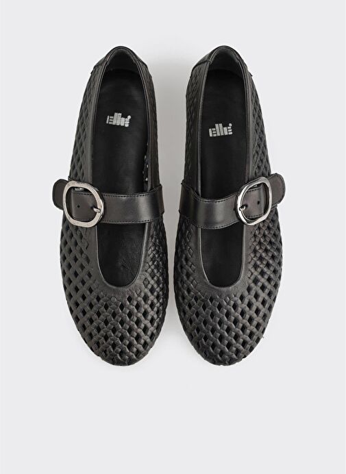 Siyah Deri Kadın Günlük Ayakkabı - Görsel 5