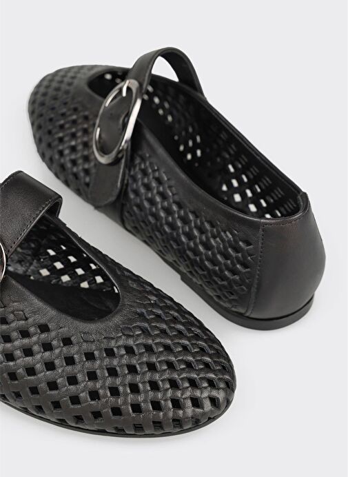 Siyah Deri Kadın Günlük Ayakkabı - Görsel 6