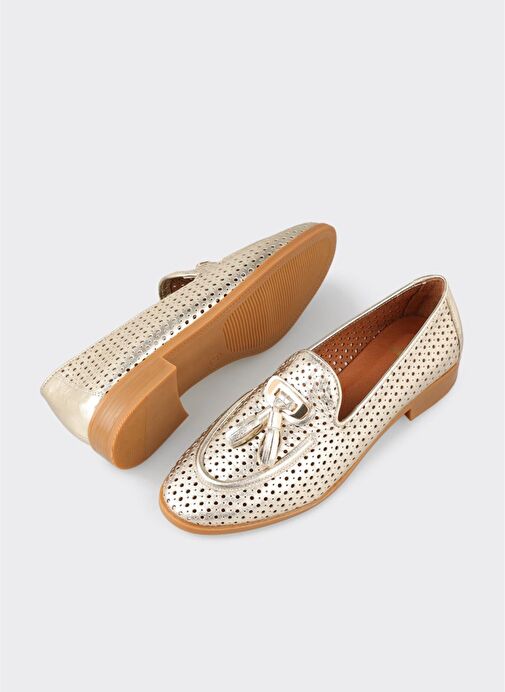 Gold Deri Kadın Günlük Ayakkabı - Görsel 4