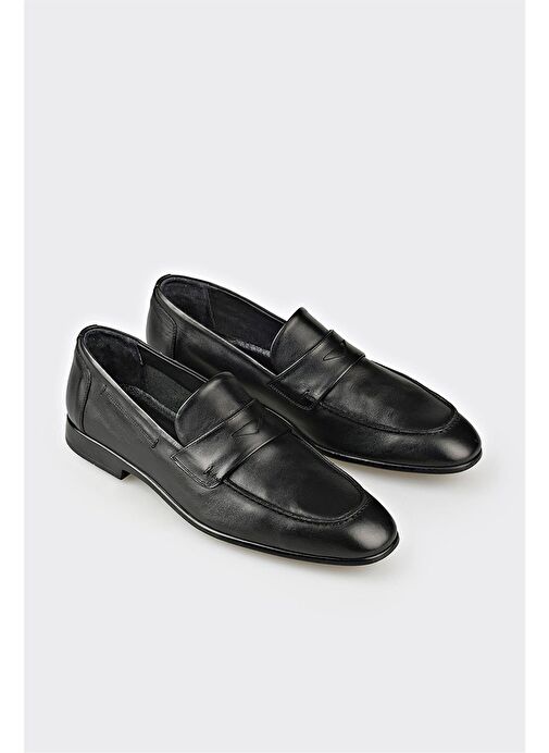 Siyah Deri Erkek Klasik Ayakkabı - Görsel 3