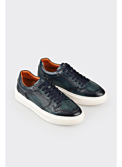 Elle Lacivert Erkek Deri Sneaker TENGER - Görsel 3