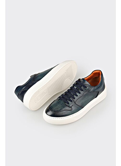 Elle Lacivert Erkek Deri Sneaker TENGER - Görsel 4