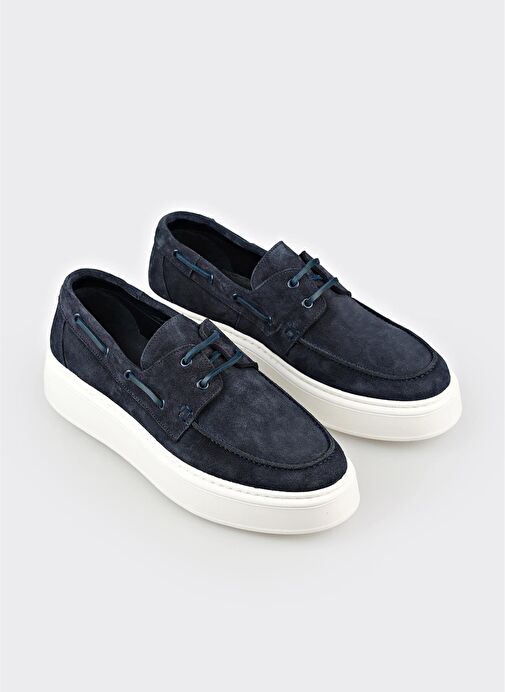 Mavi Deri Erkek Günlük Ayakkabı - Görsel 4