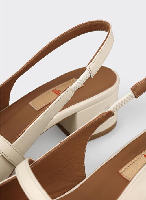 Bej Deri Kadın Topuklu Ayakkabı - Görsel 5