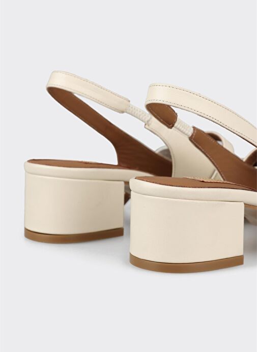 Bej Deri Kadın Topuklu Ayakkabı - Görsel 6