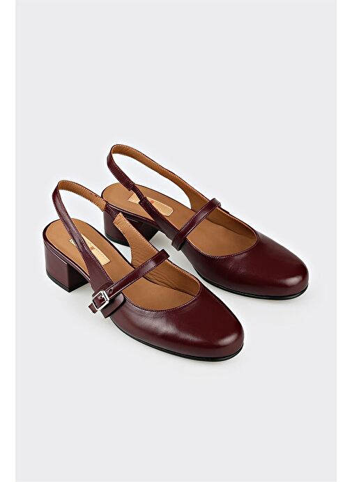 Elle Bordo Kadın Deri Topuklu Ayakkabı SOURLA - Görsel 3