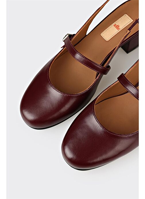 Elle Bordo Kadın Deri Topuklu Ayakkabı SOURLA - Görsel 5