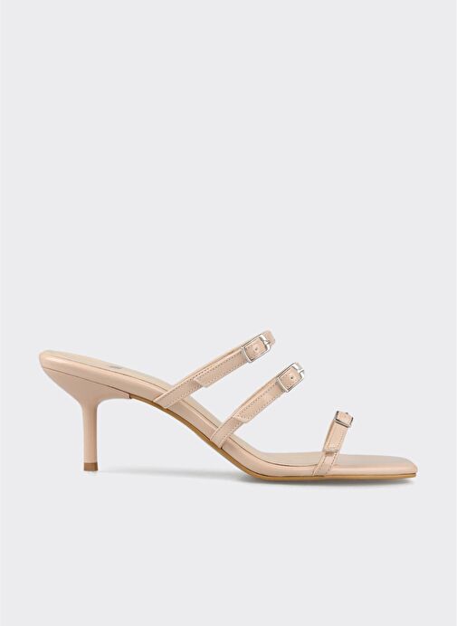 Bej Kadın Topuklu Terlik - Görsel 2