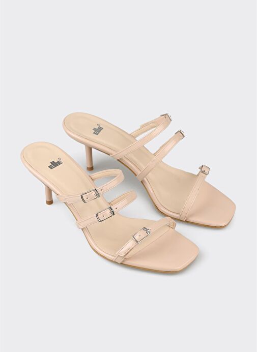 Bej Kadın Topuklu Terlik - Görsel 3