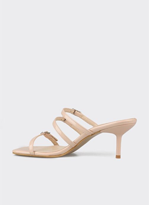 Bej Kadın Topuklu Terlik - Görsel 4