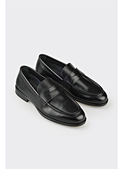 Elle Siyah Erkek Deri Klasik Ayakkabı PINTA - Görsel 3