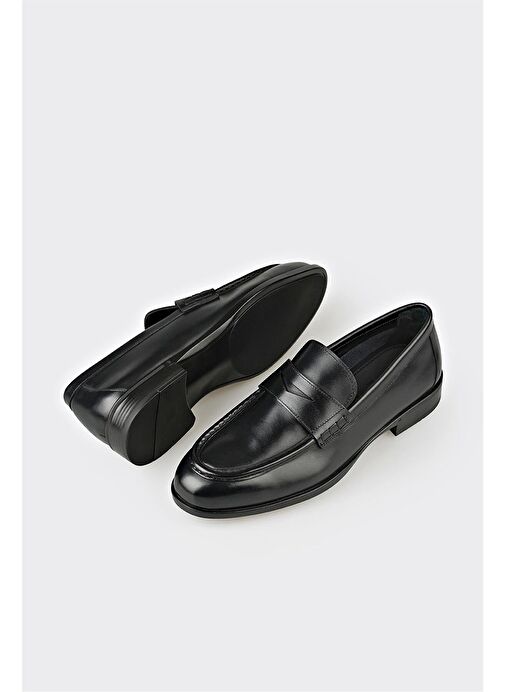 Elle Siyah Erkek Deri Klasik Ayakkabı PINTA - Görsel 4