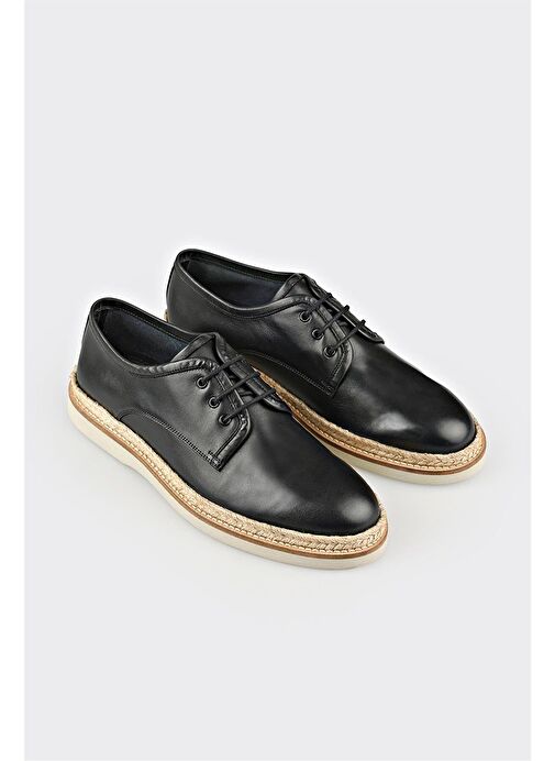 Siyah Deri Erkek Günlük Ayakkabı - Görsel 3