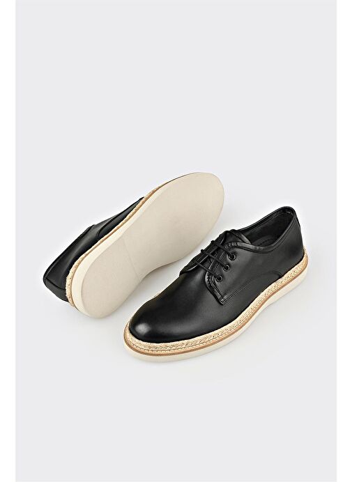 Siyah Deri Erkek Günlük Ayakkabı - Görsel 4