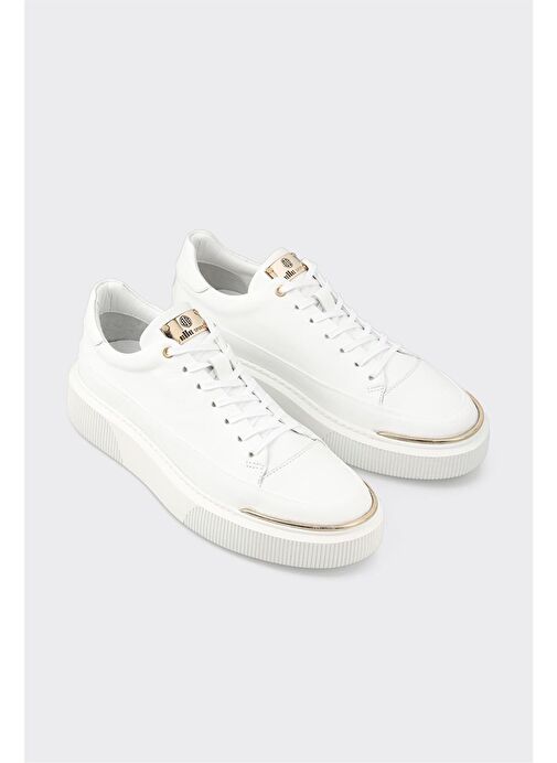 Beyaz Deri Erkek Spor Ayakkabı - Görsel 3