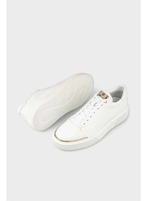 Beyaz Deri Erkek Spor Ayakkabı - Görsel 4